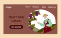 Craft wine making. Vector website landing page design template