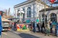 farmer with their tractors demonstrate for cutting down the price for diesel with poster wir machen alles kaputt - engl we destroy Royalty Free Stock Photo