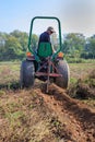 Farmer Tilling Field Harvesting Potatoes Virginia Royalty Free Stock Photo