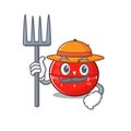 Farmer tomato kitchen timer mascot design working with a hat