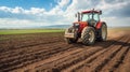 Farmer in tractor preparing farmland with seedbed for next year.Generative AI