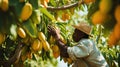farmer tree mango fruit Royalty Free Stock Photo