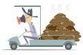 Farmer, truck and organic manure illustration