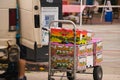 A farmer unloads his fruit that he will sell at today`s farmer`s market in this small New Jersey town Royalty Free Stock Photo