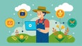 A farmer uses a blockchainbased platform to access data on different crop varieties their performance and profitability Royalty Free Stock Photo