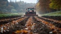 Farmer using a disc harrow to prepare the soil in the field Royalty Free Stock Photo