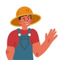 Farmer vector illustration person. Agriculture farming cartoon man and male character work. Gardener icon working countryside and