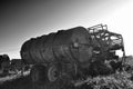 Farmer vintage black and white trailer germany nautre rusty old Royalty Free Stock Photo