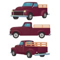 Farmer Vintage Pickup Truck Front, Side, and Back View Vector Illustration Royalty Free Stock Photo