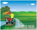 Farmer with water pump machine