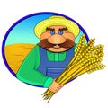 Farmer and wheat ears