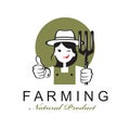 Farmer woman emblem