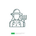 Farmer Woman Holding Pitchfork Avatar Icon