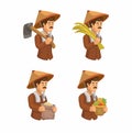 Farmer Worker Character Set Cartoon Illustration Vector