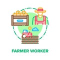 Farmer Worker Vector Concept Color Illustration flat