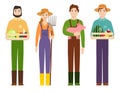 Farmer workers people character agriculture person profession farming life vector illustration.