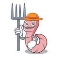 Farmer worm character cartoon style Royalty Free Stock Photo