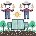 Farmers agroforestry solar panels vector graphics Royalty Free Stock Photo