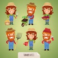 Farmers Cartoon Characters Set1.1 Royalty Free Stock Photo