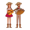 Farmers couple with musical instruments