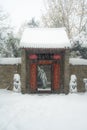 Farmers` courtyard in heavy snow in northern China