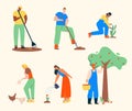 Farmers doing agricultural work, characters set isolated Royalty Free Stock Photo