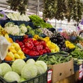 Farmers food market stall with variety of organic vegetable Royalty Free Stock Photo