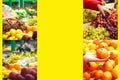 Farmers` food market stall with variety of organic vegetable and fruits. Royalty Free Stock Photo