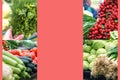 Farmers` food market stall with variety of organic vegetable and fruits. Royalty Free Stock Photo