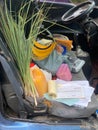 Farmers front seat on delivery truck during Covid-19Pandemic in Costa Rica.