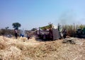 Farmers making brown sugar (jaggery) in rural india