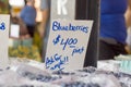 Farmers Market blueberries for sale sign