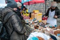 Farmers` markets on the Vltava River embankment in Prague