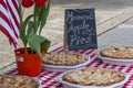 Apple pies for sale at a Farmers Market.