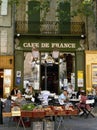 Farmers market in front of Cafe de France Royalty Free Stock Photo