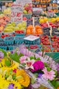 Farmers Market Fruit, Vegetable and Flower Stand Royalty Free Stock Photo