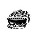 Farmers Market hand written lettering logo, label, badge, emblem. Royalty Free Stock Photo