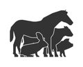 Farmers market logo. Black farm animals icon.