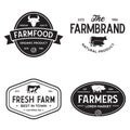 Farmers market logo templates stamps labels badges set. Trendy retro style logotypes Royalty Free Stock Photo