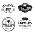 Farmers market logo templates stamps labels badges set. Trendy retro style logotypes Royalty Free Stock Photo