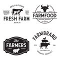 Farmers market logo templates stamps labels badges set. Trendy retro style logotypes Royalty Free Stock Photo