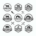 Farmers market logos templates vector objects set. Logotypes or badges design