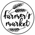 Farmers market sign. Can be used as label, restaurant menu, logo. For producers and organic food shop. Hand drawn