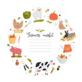 Farmers market template with animal and symbols