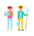 Farmers People with Tools Vector Illustration