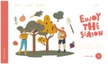 Farmers Pick Apples and Olives Harvest to Basket in Orchard Landing Page Template. Gardener Characters Harvesting Fruits