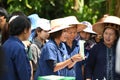 Farmers planting rice by demonstrating sufficient economy