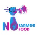 Farmers protest concepts: The human hand or Farmer hand holding a cane neon sign. no farmers no food Advertisement design. Vector