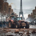 Farmers protest with tractors on the streets of cities in France