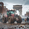 Farmers protest with tractors on the streets of cities in France